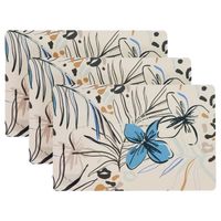 Placemat/onderlegger - 6x - blad/bloem motief - 44 x 28 cm - tafeldecoratie