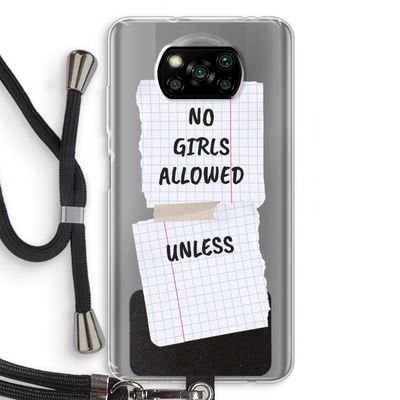 No Girls Allowed Unless: Xiaomi Poco X3 NFC Transparant Hoesje met koord