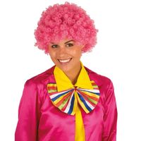 Roze krullen clownspruik verkleed accessoire   -