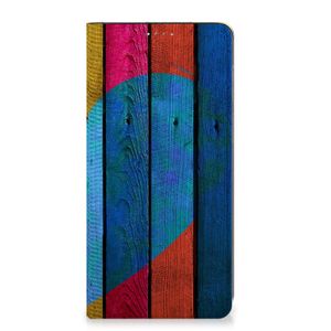 OPPO A17 Book Wallet Case Wood Heart - Cadeau voor je Vriend