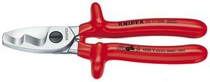 Knipex Kabelschaar met dubbele snijkanten dompelisolatie, VDE-getest 200 mm - 9517200