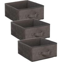 Set van 3x stuks opbergmand/kastmand 14 liter donkergrijs polyester 31 x 31 x 15 cm - thumbnail