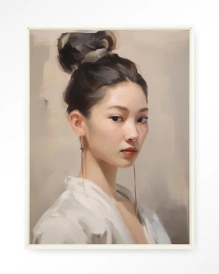 Urban Cotton Wandkleed 'Haruto' 145 x 190cm in Floating Frame - off white
