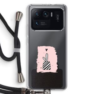 Zwart-wit cactus: Xiaomi Mi 11 Ultra Transparant Hoesje met koord