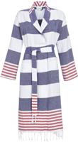 Katoenen gestreepte badjas donkerblauw