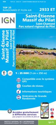 Wandelkaart - Topografische kaart 2933ET Massif du Pilat - St-Etienne - St-Chamond - PNR du Pilat Ardéche | IGN - Institut Géographique National