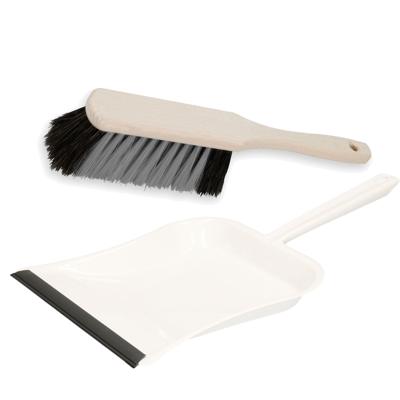 Stoffer en blik set Alaska - metaal wit 39 x 24 - stoffer hout 30 cm - voor binnen