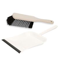 Stoffer en blik set Alaska - metaal wit 39 x 24 - stoffer hout 30 cm - voor binnen