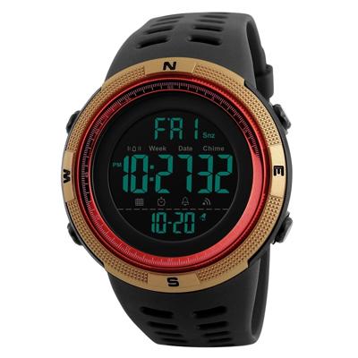SKMEI sporthorloge 1251 mannen modieuze buiten 50m waterdicht digitaal horloge met PU Watchband(Gold)