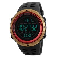 SKMEI sporthorloge 1251 mannen modieuze buiten 50m waterdicht digitaal horloge met PU Watchband(Gold)
