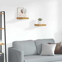 Wandplank met opslag 2 pcs Bruin 23 x 23,5 x 4 cm Bewerkt hout