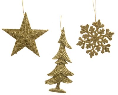 Hanger plastic glitter lichtgoud assorti - Decoris