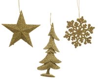 Hanger plastic glitter lichtgoud assorti - Decoris