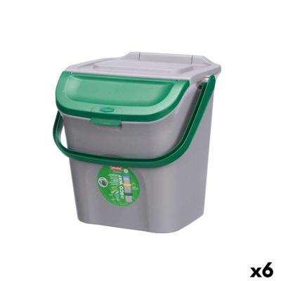 Vuilnisemmer Stefanplast ECOWAY Groen Grijs Polypropyleen 28 L Stapelbaar (6 Stuks)