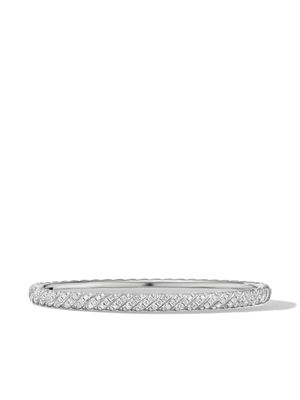 David Yurman bracelet jonc Sculpted Cable en or blanc 18ct pavé de diamants (4,6 mm) - Argent