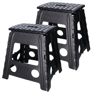 Benson Opvouwbaar krukje - Set van 2x stuks - zwart - 39 cm - kunststof - tot 120 kg