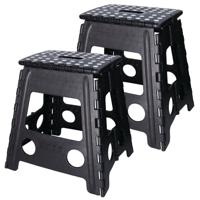 Benson Opvouwbaar krukje - Set van 2x stuks - zwart - 39 cm - kunststof - tot 120 kg