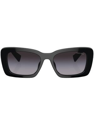 Miu Miu Eyewear lunettes de soleil carrées à plaque logo - Noir