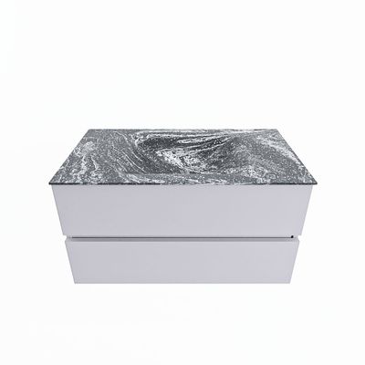MONDIAZ VICA-DLUX 90cm badmeubel onderkast Cale 2 lades. Inbouw wastafel CLOUD midden 1 kraangat, kleur Lava.