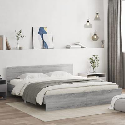 Bedframe met hoofdeinde grijs sonoma eikenkleurig 200x200 cm