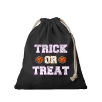 2x Trick or treat halloween canvas snoep tasje/ snoepzakje zwart met koord 25 x 30 cm