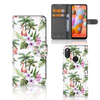 Samsung Galaxy M11 | A11 | Telefoonhoesje | Met pasjeshouder | Flamingo Palms