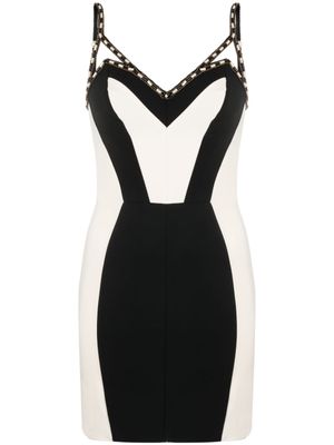 Elisabetta Franchi robe courte bicolore à ornements - Blanc