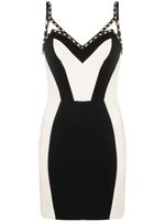 Elisabetta Franchi robe courte bicolore à ornements - Blanc