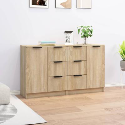Dressoirs 2 st 60x30x70 cm bewerkt hout sonoma eikenkleurig