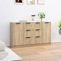 Dressoirs 2 st 60x30x70 cm bewerkt hout sonoma eikenkleurig