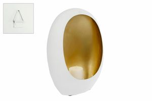 Windlicht Pim XL wit-goud metaal 27x16x38cm