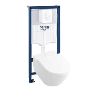 Villeroy & Boch Subway 2.0 compact toilet met Direct Flush en Grohe Rapid SL inbouwreservoir met wit bedieningspaneel