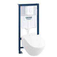Villeroy & Boch Subway 2.0 compact toilet met Direct Flush en Grohe Rapid SL inbouwreservoir met wit bedieningspaneel