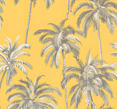 Palmbomen ontwerp behang geel
