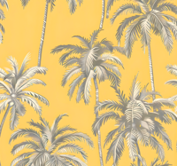 Palmbomen ontwerp behang geel
