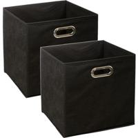 Opbergmand / kastmand - Set van 4x stuks - zwart - linnen - 29 liter - 31 x 31 x 31 cm - Opbergbox -