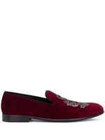 Dolce & Gabbana chaussons en velours à broderies - Rouge - thumbnail