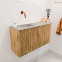 Toiletmeubel Mondiaz Joya Dlux | 81.6 cm | Meubelkleur Oak | Faye wastafel Glace Wasbak Links | Zonder kraangat(en)