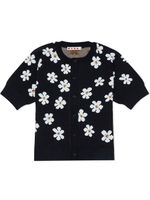 Marni Kids pull fleuri à manches courtes - Noir