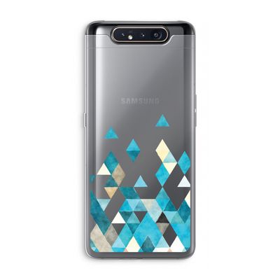 Gekleurde driehoekjes blauw: Samsung Galaxy A80 Transparant Hoesje