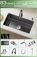 Luxe Waterval Keukenspoelbak - Zwart RVS | Enkelbak | Onderbouw | Inclusief Kraan & Zeepdispenser Luxe Waterval Keukenspoelbak - Zwart RVS | Enkelbak | Onderbouw | Inclusief Kraan & Zeepdispenser