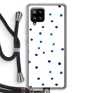 Blauwe stippen: Samsung Galaxy A42 5G Transparant Hoesje met koord