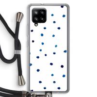 Blauwe stippen: Samsung Galaxy A42 5G Transparant Hoesje met koord