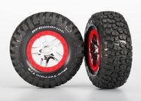 Tires & wheels, assembled, glued (S1 ultra-solft off-road racing compound) (SCT Split-Spoke, chrome red beadlock wheel, BFGoodrich Mud-Terrain T/A ...