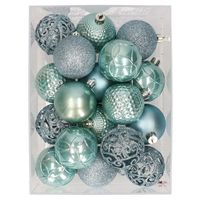 37x stuks kunststof kerstballen spa blauw 6 cm - thumbnail