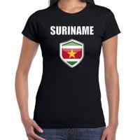 Suriname landen supporters t-shirt - zwart - dames - fan kleding - korte mouwen