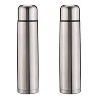 2x Isoleerflessen/thermosflessen roestvrijstaal 1000 ml - Thermosflessen