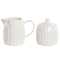 Melk- en Suikerpot Home ESPRIT Wit Porselein 250 ml 12 x 7,6 x 9 cm 2 Onderdelen