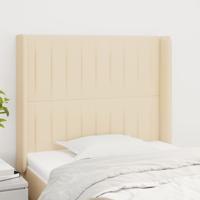 Hoofdbord met randen 103x16x118/128 cm stof crèmekleurig