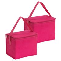 Kleine koeltas voor lunch - 2x - roze - 20 x 13 x 17 cm - 4.5 liter - Koeltassen